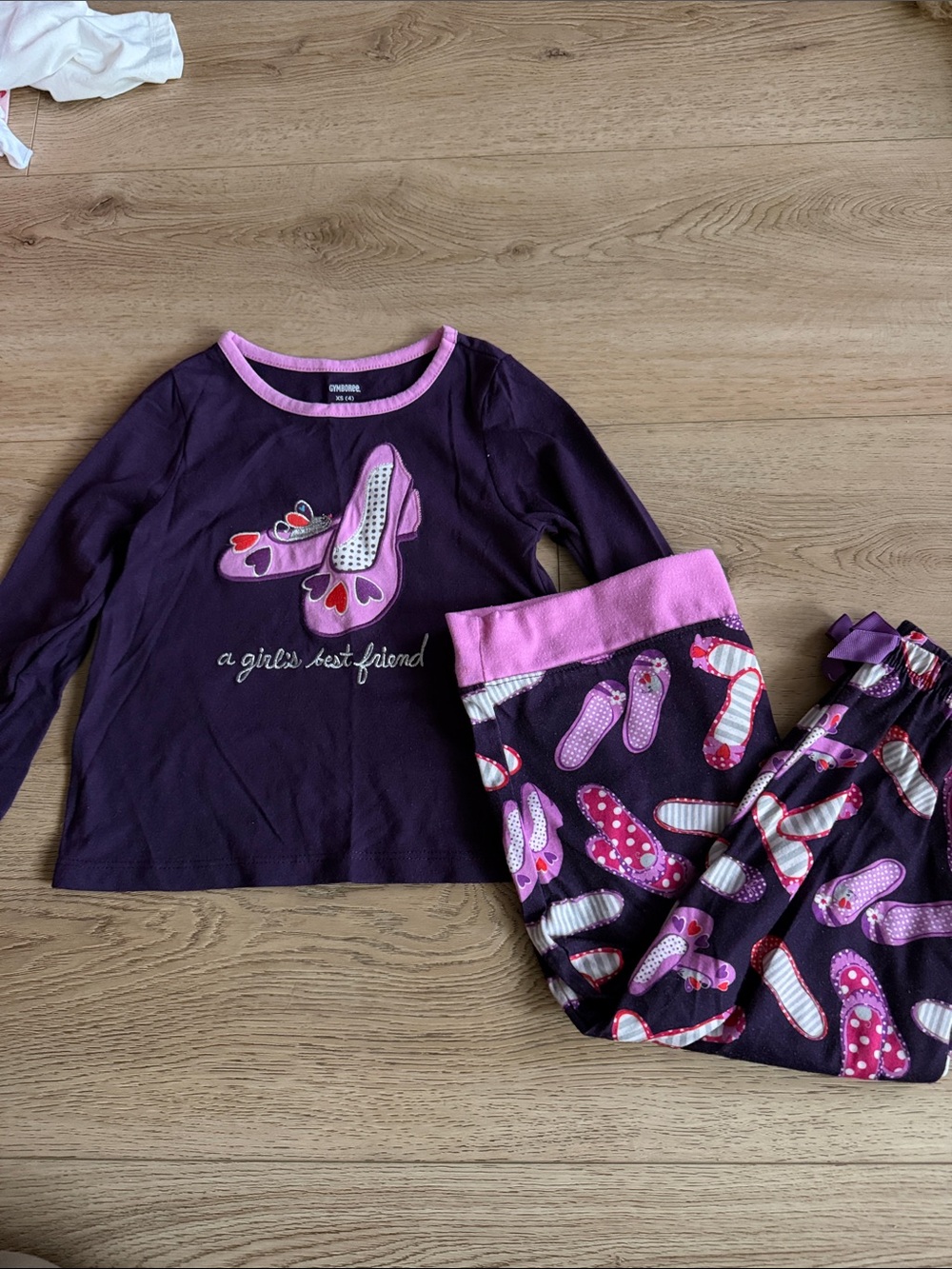 Girls' Purple and Pink Pajama Set - Ballet Slipper Print size 4 years